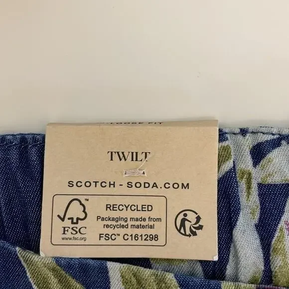 Scotch & Soda Men's Twilt‎ Tropical Print Loose Fit Shorts Sz 30 Blue Green New - Picture 12 of 14